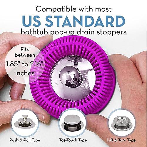 TUB RING The Ultimate Tub Drain Protector Hair Catcher/Strainer/Snare, Regular Purple Pricepulse