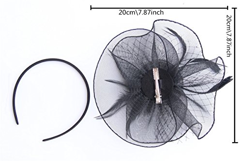 Fascinator Women's Organza Church Kentucky Derby British Bridal Tea Party Wedding Hat Summer Ruffle Hat(Hj2-Yellow) - Thumbnail 5