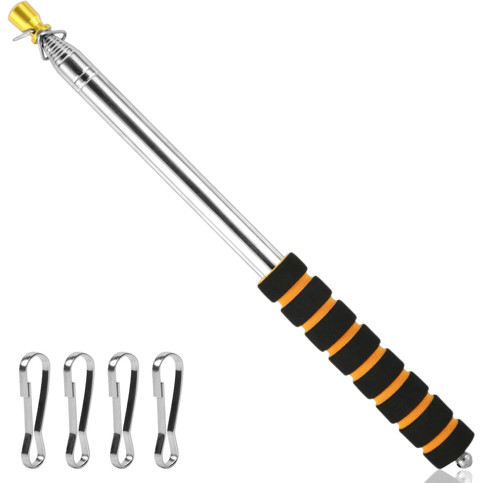 LICQIC 3 M Flag Stick, Telescopic Handheld Flagpoles, Portable Tour Guide Flag Pole with Lanyard and Clips, Stainless Steel Teaching Pointer Stick for Tour Guide Teaching (1 PCS)