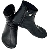 KSCS Black leather socks for men women, Unisex Water-Resistant, zipper Muslim Socks Khuffian, Hajj & Umrah