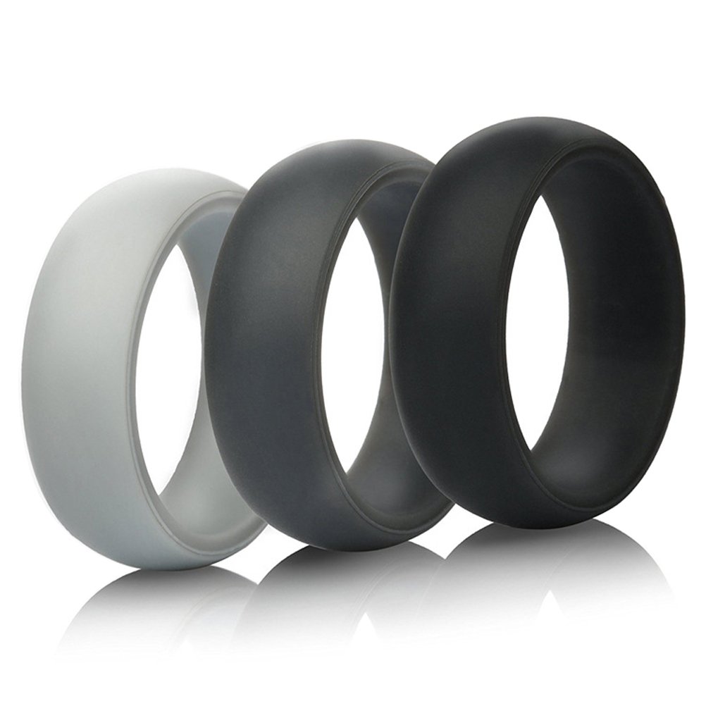 Silicone Promise Ring Rubber Engagement Men's Finger Bands 3 Pack