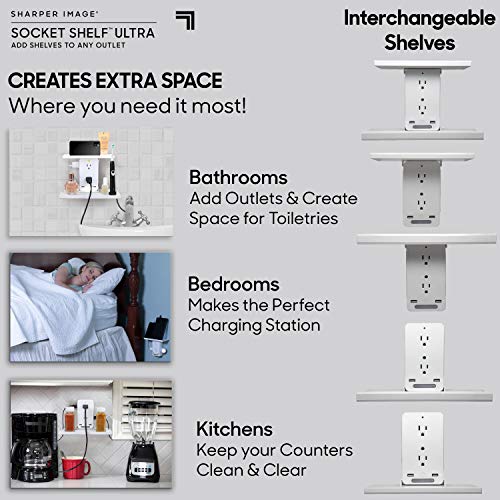 Sharper Image Socket Shelf Ultra 8 Port Surge Protector Wall