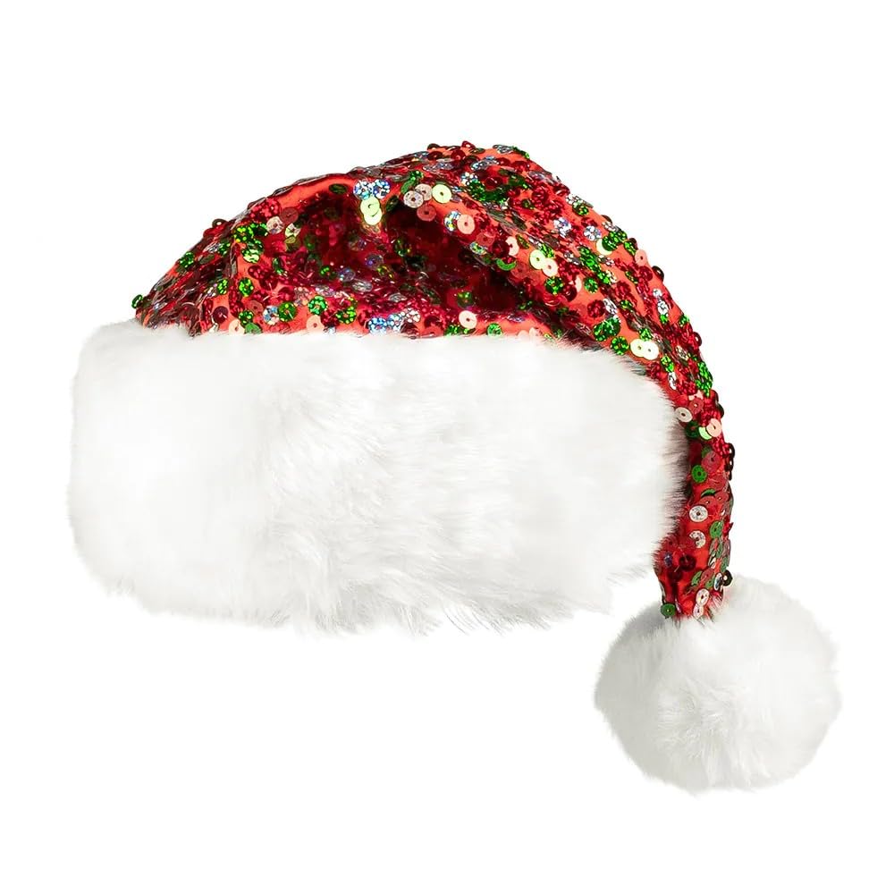 Boland 13449 - Christmas Hat Sparkling, pointed hat with plush and sequins, Santa Claus, Christmas, winter, hat, costume, carnival, theme party
