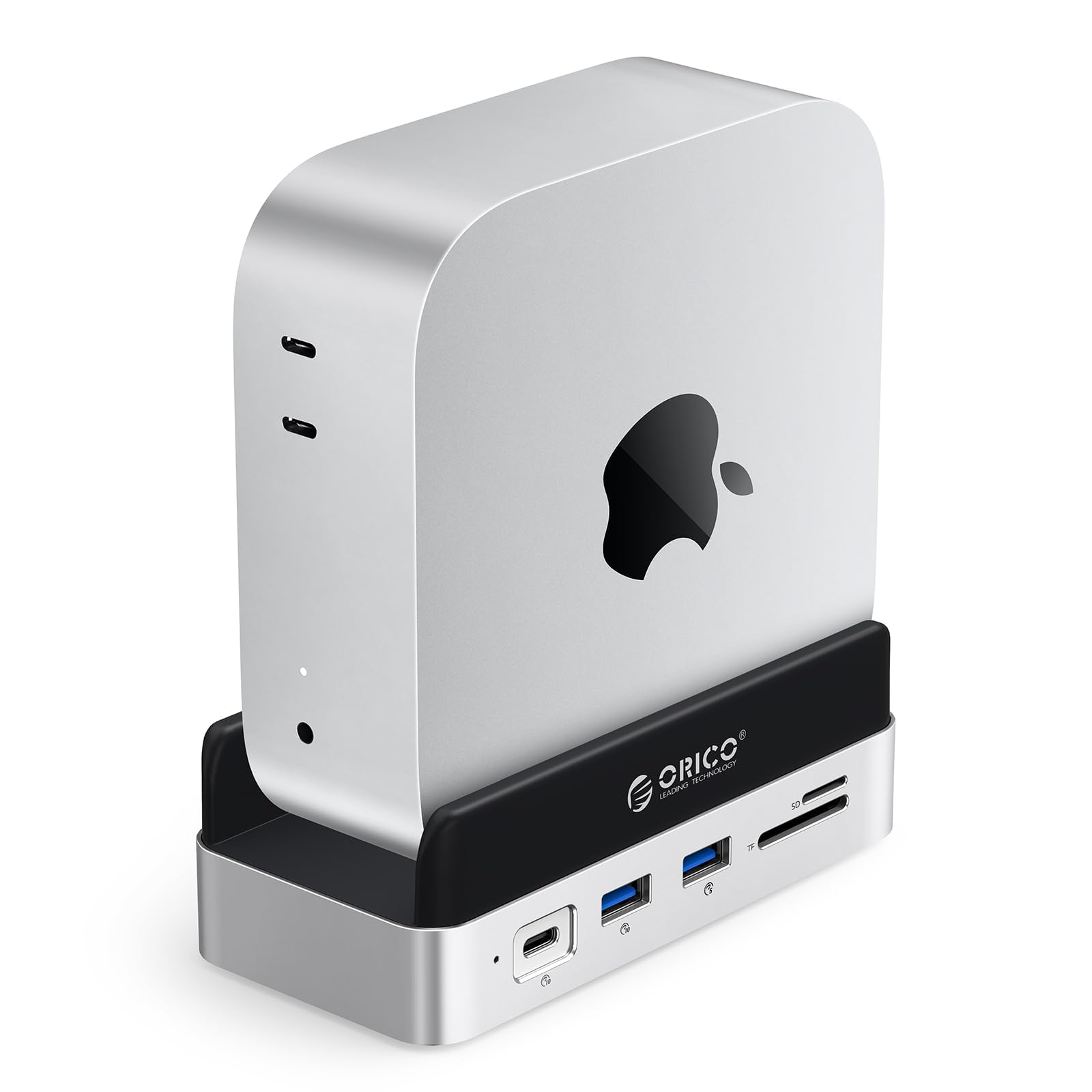 Photo 1 of ORICO MiniDock and Stand Compatibility with Mac mini M4, 9-in-1 Aluminum Hub with 2TB NVMe M.2 SSD, 10Gbps USB-C & USB-A,5Gbps USB-A,4K HDMI, Gigabit Ethernet, SD/TF Card Readers,Type-C(PD3.0)