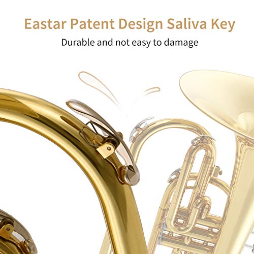 Eastar Marching Mellophone Student Standard Gold Key of F with Hard Case Mouthpiece Gloves Oil Tuner Cleaning Kit, EMLP-380