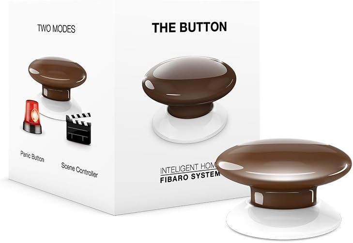 FIBARO The Button Z-Wave Plus Scene Controller On-Off Trigger, FGPB-101-7, Brown
