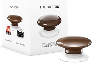 FIBARO The Button Z-Wave Plus Scene Controller On-Off Trigger, FGPB-101-7, Brown