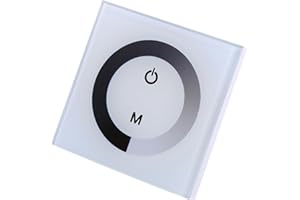 Wall Switch Controller Single Color Touch Panel Dimmer, DC 12V-24V, Adjustable Brightness, for LED Light Strip, White, 86x86x