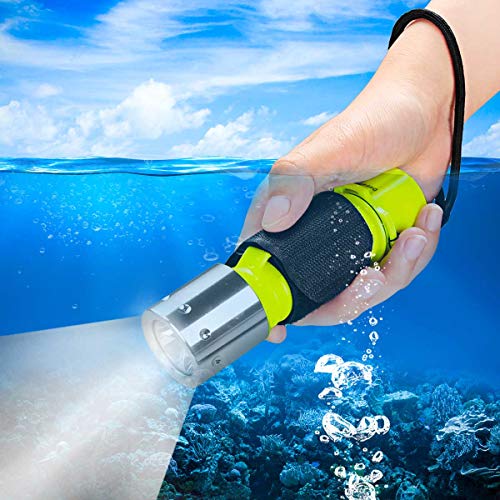 HeCloud 2 Pack LED XM-T6 Professional Diving Flashlight with Battery Charger, Bright LED Submarine Light Scuba Safety Lights Waterproof Underwater Torch for Outdoor Under Water Sports (Yellow) - Thumbnail 2