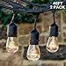 Twinkle Star 48 ft Outdoor String Lights 15 Bulbs 11 W Patio Lights with 3 Spare Bulbs Waterproof for Porch, Yard, Patio, Garden, Balcony Decoration (2 Pack)