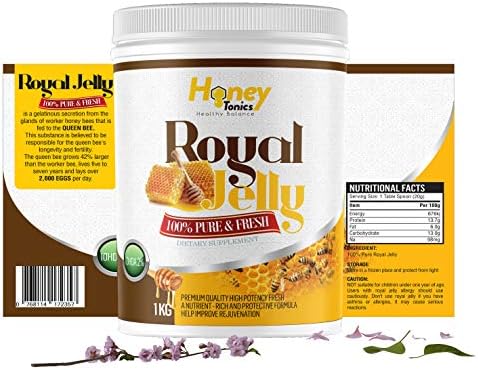 Honey Tonics Organic Royal Jelly| 1 kg (2.2lbs) | USDA Certified Organic, Non-GMO, Dietary Supplement|