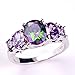 Narica Womens Brilliant 8x10mm Pear Cut Rainbow Topaz Amethyst Cocktail Ring