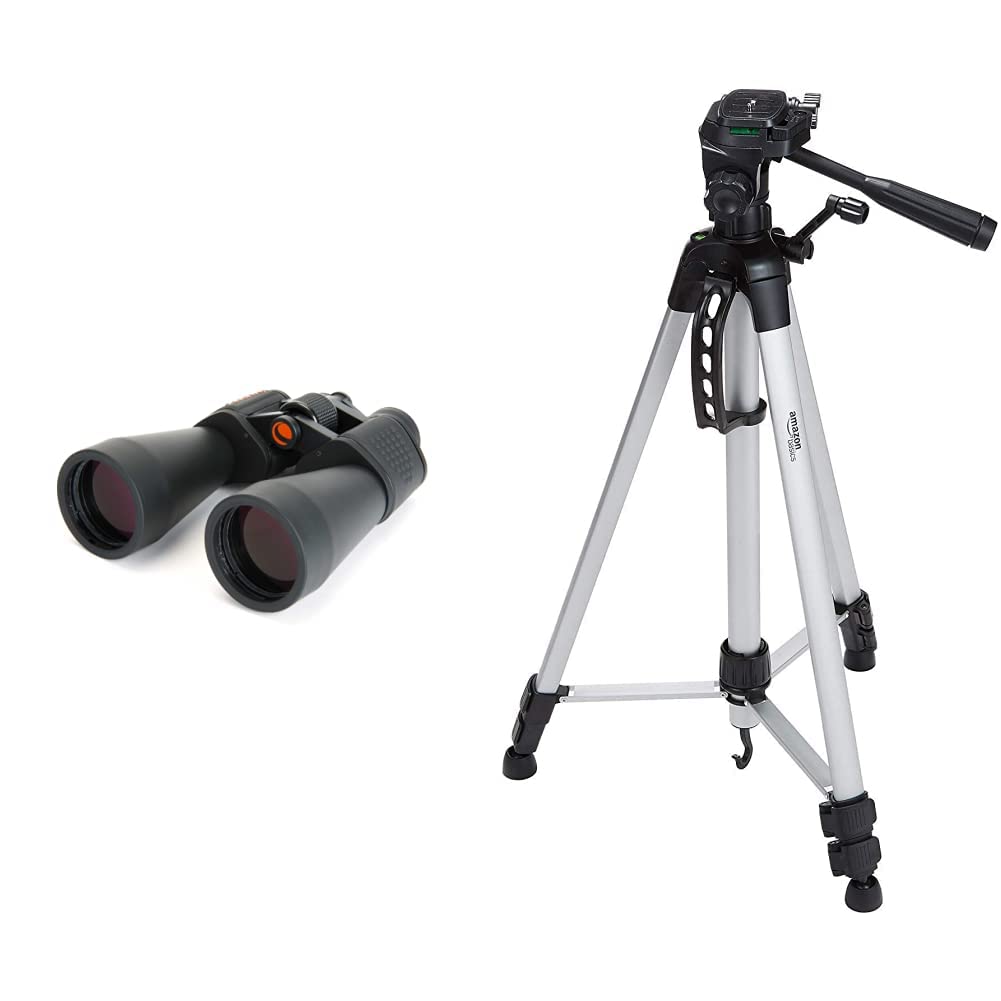 Celestron 71007 SkyMaster 12 x 60 Binocular & Amazon Basics 60-Inch Lightweight Tripod with Bag