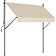 JEKITO Manual Retractable Awning – 78” Non-Screw Outdoor Sun Shade – Adjustable Pergola Shade Cover with UV Protection – 100% Polyester Made Outdoor Canopy – Ideal for Any Window or Door Cream