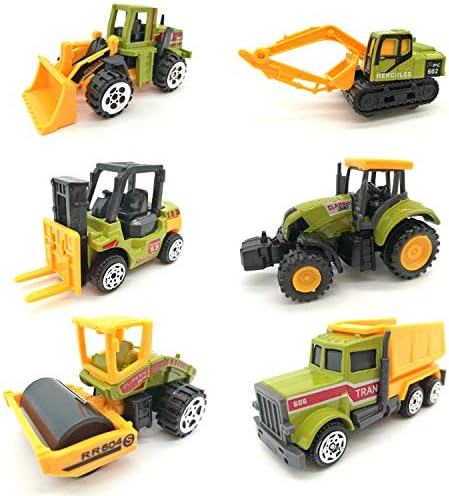 HLang Construction Toys Set, Inertia Mini Metal Toy Early Engineering Vehicles Friction Powered Car for Kids Learning, Early Development
