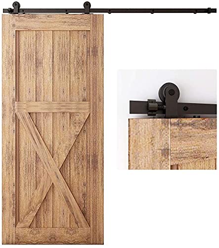 CCJH 183CM (6FT) Sliding Barn Door Hardware Kit, Heavy Duty Carbon Steel Sliding Door Closet Track Set for Single Door - T Style Hanger