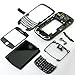 Black Original Genuine OEM BlackBerry Curve 8520 Full Housing Cover+Repair Parts Faceplate Fascia Cover+Battery Back Door+Bottom Plate Panel+Antenna Flex Cable+Connector+Trackpad Track Pad Navigation Key Button+Keyboard+Keypad Repair Replacement