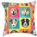 YOUR SMILE Dog Family Cotton Linen Square Decorative Throw Pillow Case Cushion Cover 18x18 Inch(44CM*44CM) (Color#208)