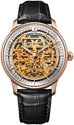 自動機械式時計 メンズ腕時計 スケルトン ピンクゴールド ホワイト Rga1975 Rga1975 Pwb