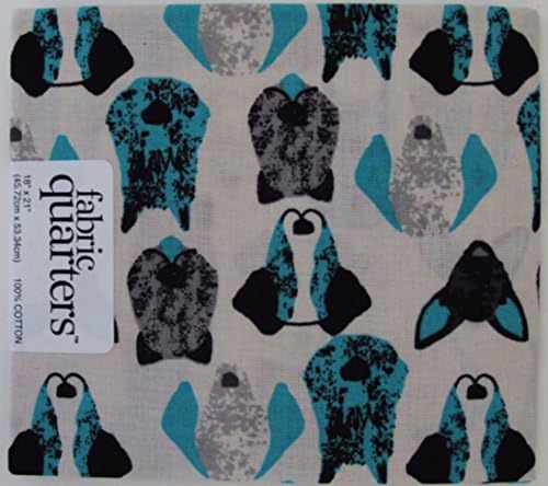 NOVELTY DOG FAT QUARTER (GRAY TURQUOISE) 100% COTTON FABRIC (SET 3)