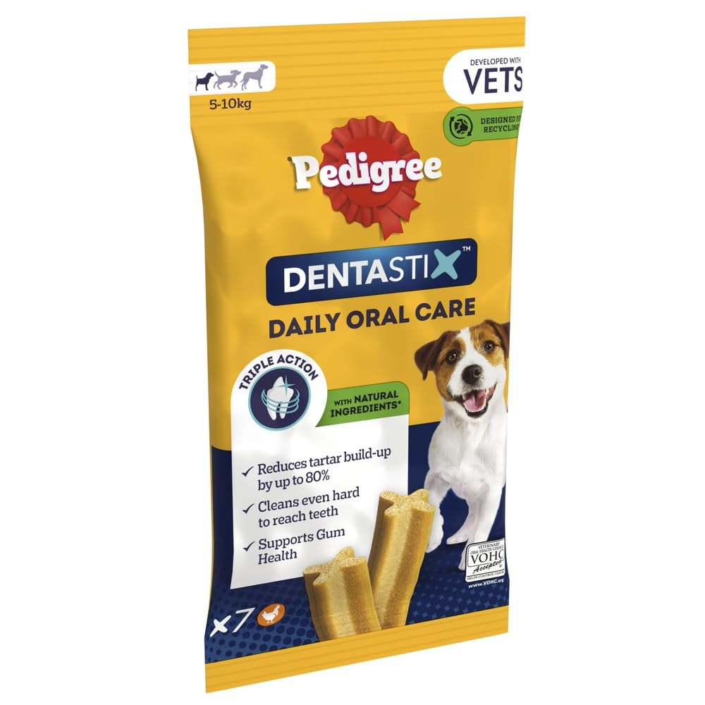 Pedigree DentaStix - Daily Dental Chews For Small Dogs (5-10 kg), 7 Sticks 110g Pack of 10