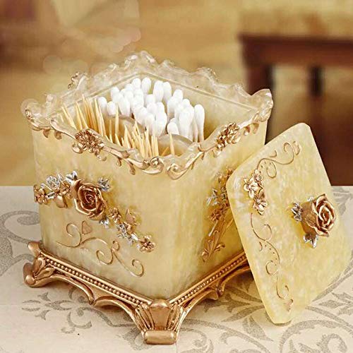 Easycomf Toothpick Holder Toothpick Dispenser cotton swab box high-grade creative toothpick box for living room and storage box(Champagne Gold)