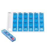 Four-a-day Weekly One-day-at-a-time Medium Medication Organizer -8" L X 4 3/4" H X 3/4" D (BLUE)