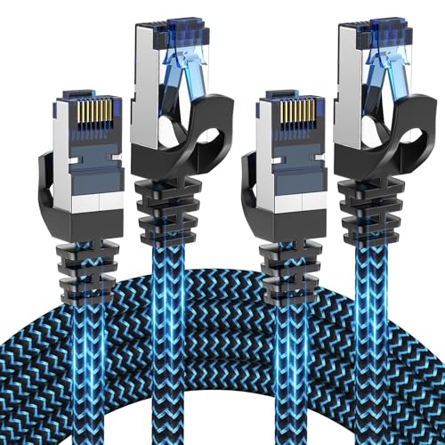 Cat8 Ethernet Cable 3 ft Braided Blue