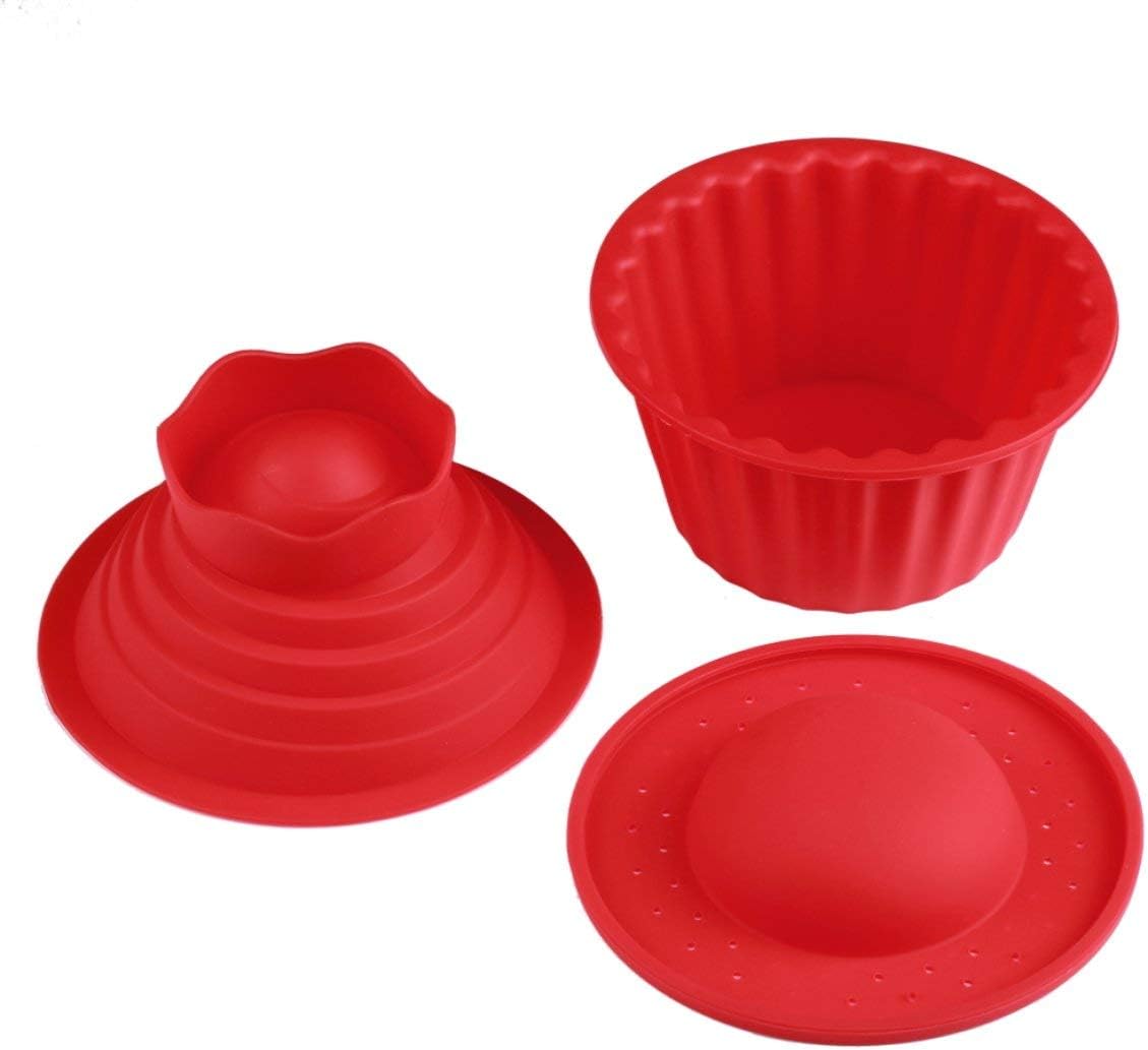 Paperllong® Red Silicone -40℃~240℃ Giant Cupcake Mold,3 PCS Big Top Cupcake Silicone Mould Heat Resistant Bake tools Baking Maker