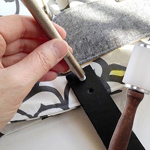 ManYee Wooden Handle Nylon Mallet Carving Hammer Professional Leather Working Maul Sew Leather Cowhide Tool Kit for DIY,Stamping,Leatherwork,Shoemaking,10.65oz 302g - Thumbnail 4