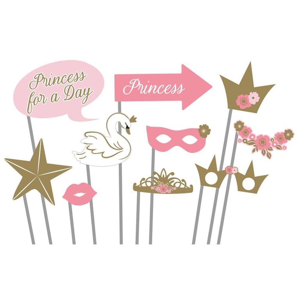 Amscan 9906323 - Princess for a Day Kids Birthday Party Photo Booth Props - 10 Pack