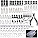 Outee 186 Pcs Zipper Replacement Zipper Repair Kit with Zipper Install Pliers Tools and Clear Storage Container, Silver and Black
