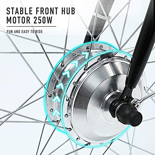 HIRAM Adult Electric Tricycle, 24 Inch 250W Electric Bike 3 Wheel Electric Trike Bicycle for Men and Women, Adjustable Cruiser Seat, Removable 36V 10Ah Large Capacity Lithium Battery, Rear Basket