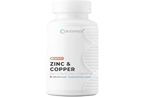Biogenique Zinc & Copper Citrate 12 mg / 1 mg - 60 Capsules | Immune System, Skin & Metabolism Support | High Potency Balance