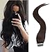 TheFashionWay Brazilian Human Hair Extensions Tape in Silky Straight Weft Remy Virgin Hair (16 inches, 2)