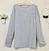 Gillberry Women Cotton Love Heart Printed Long Sleeved Round Neck T-Shirt (S, Gray)