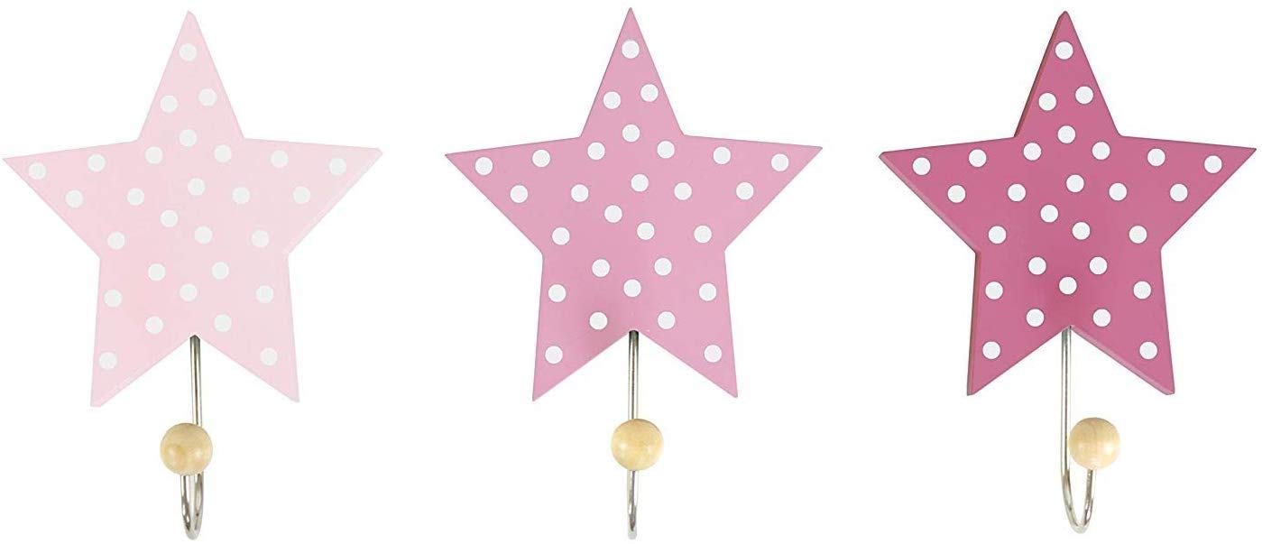 JaBaDaBaDo- Set of 3 Pink Star Hangers, 16 cm (R16026)