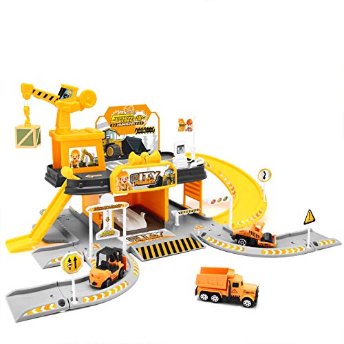 Construction Toys Garage Building Playset Race Track Elevator Cars