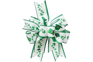 SIMISI RIBBON Clover Patrick's Day Wreath Bow Green Shamrock Irish Holiday DIY Crafts Gift Ribbon Bow Ornaments for St. Patrick's Day (9.5 x 13 inch)