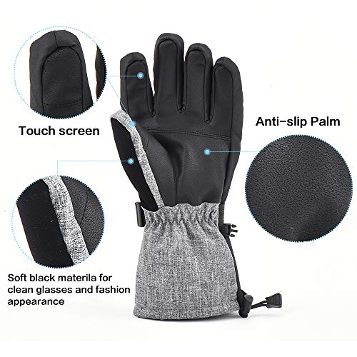 Ski Gloves Waterproof Snowboard Gloves,3M Thinsulate Winter Warm Snowmobile Cold Weather Gloves for Men &Women