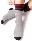 VERO MONTE 4 Pairs Winter Striped Cotton Crew Socks - Thick Warm Socks for Women