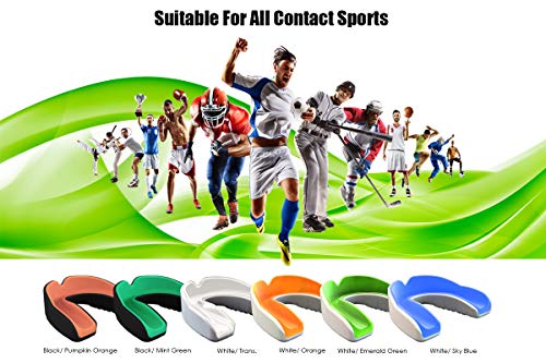 Coollo Sports Boil and Bite Mouth Guard (Youth & Adult) DA Custom Fit Sport Mouthpiece for Football, Hockey, Rugby, Lacrosse, Boxing, MMA (Free Case Included!) (Emerald Green & White, Ages 11 & Above) - Thumbnail 7
