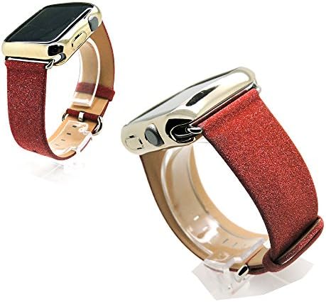iWatch band:Krimis for applewatch Band Replacement with silver Adapter clasp bling Bracelet Strap for iwatch 38/42mm Sports and Edition (38mm red)