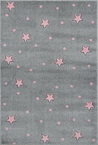 Kids Love Rugs Kids rug HEAVEN silver-gray/pink 120x170cm (3'11" x 5'7")