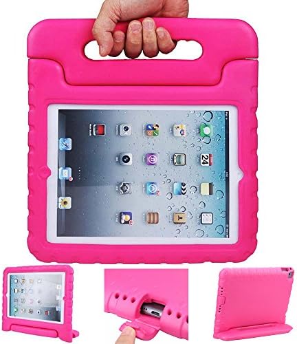 iPad air 2 cases, ANZOL lightweight shockproof cover case with handle stand for kids for Apple iPad air 2(Pink)