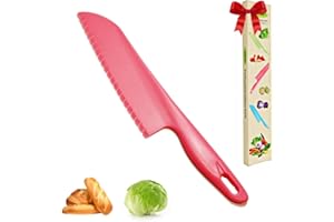 jawbush 11" Professional Salad & Bread Knife, Plastic Lettuce Knife for Veggies, Fruit, Cake, Salad, Serrated Chef Knife for Cooking and Cutting - Safe Nylon Knife for Nonstick Pans, Pink