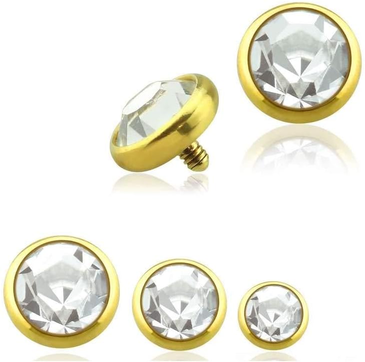Gold PVD 316L Surgical Steel Dermal Anchor Internally Threaded w/Gem Set (Sold by Piece)