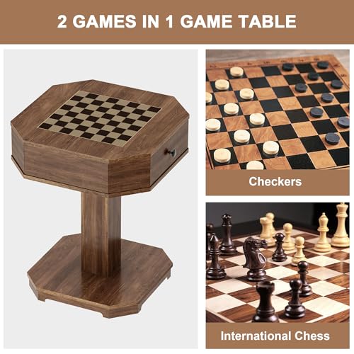 soges 2-Drawer Game Board Table for Chess and Checkers, Chess and ...