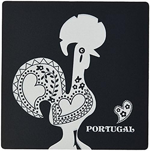 Fongakde Black and white Portuguese Rooster with a heart - Mouse Pad, 8 by 8 inches (mp_160661_1)