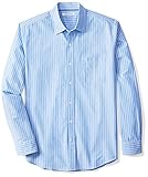 Amazon Essentials Men's Long-Sleeve Reverse Stripe Shirt, Blue/White Stripe, Large